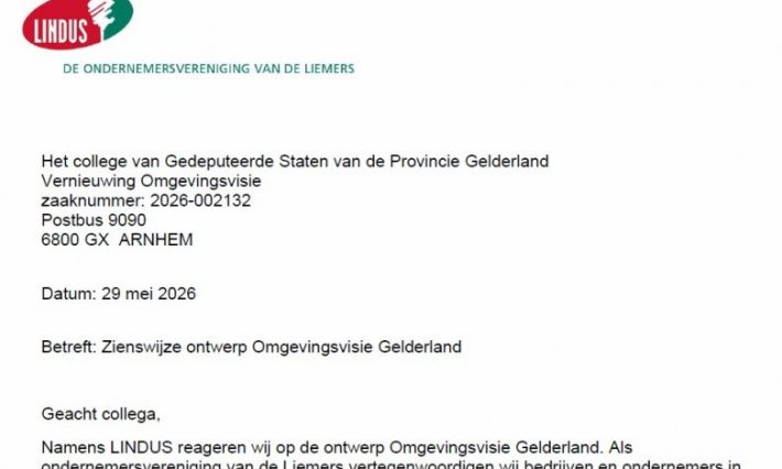 Zienswijze Lindus op ontwerp Omgevingsvisie Gelderland